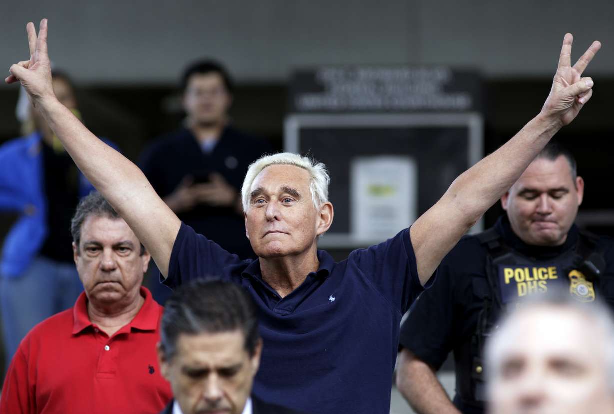 FILE - In this, Jan. 25, 2019, file photo, former campaign adviser for President Donald Trump, Roger Stone walks out of the federal courthouse following a hearing, in Fort Lauderdale, Fla. Photo: (AP Photo/Lynne Sladky, File)