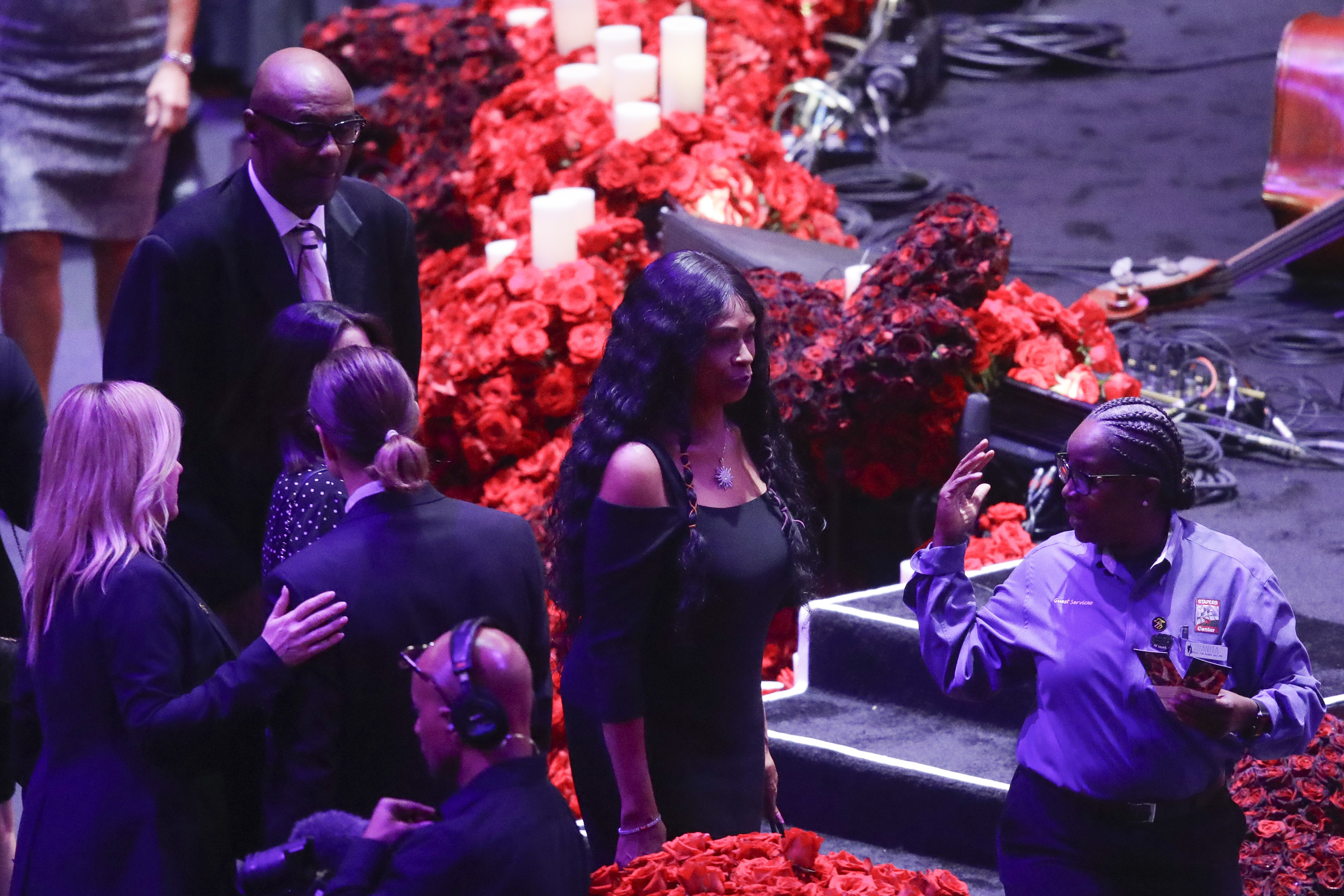 Kobe Bryant's parents Joe and Pam Bryant arrive for a celebration of life for Kobe Bryant and his daughter Gianna Monday, Feb. 24, 2020, in Los Angeles. (Marcio Jose Sanchez, AP Photo)
