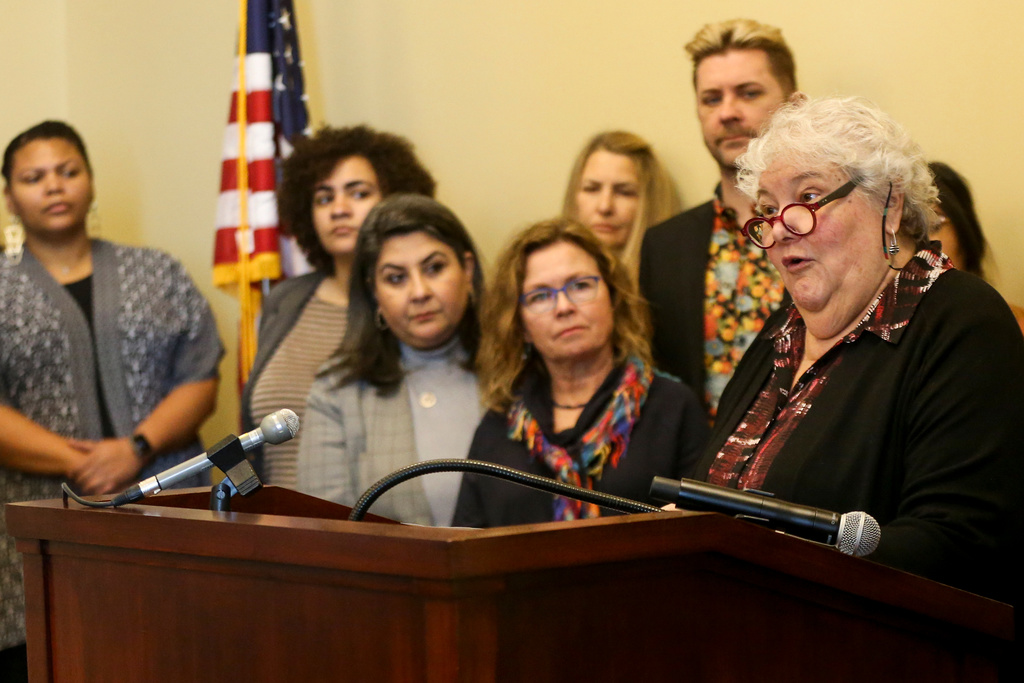 Karrie Galloway, president and CEO of Planned Parenthood Association of Utah, speaks during a press conference to announce Utah-specific poll results on issues relating to reproductive rights at the Capitol in Salt Lake City on Monday, Feb. 24, 2020. (Photo: Ivy Ceballo, KSL)