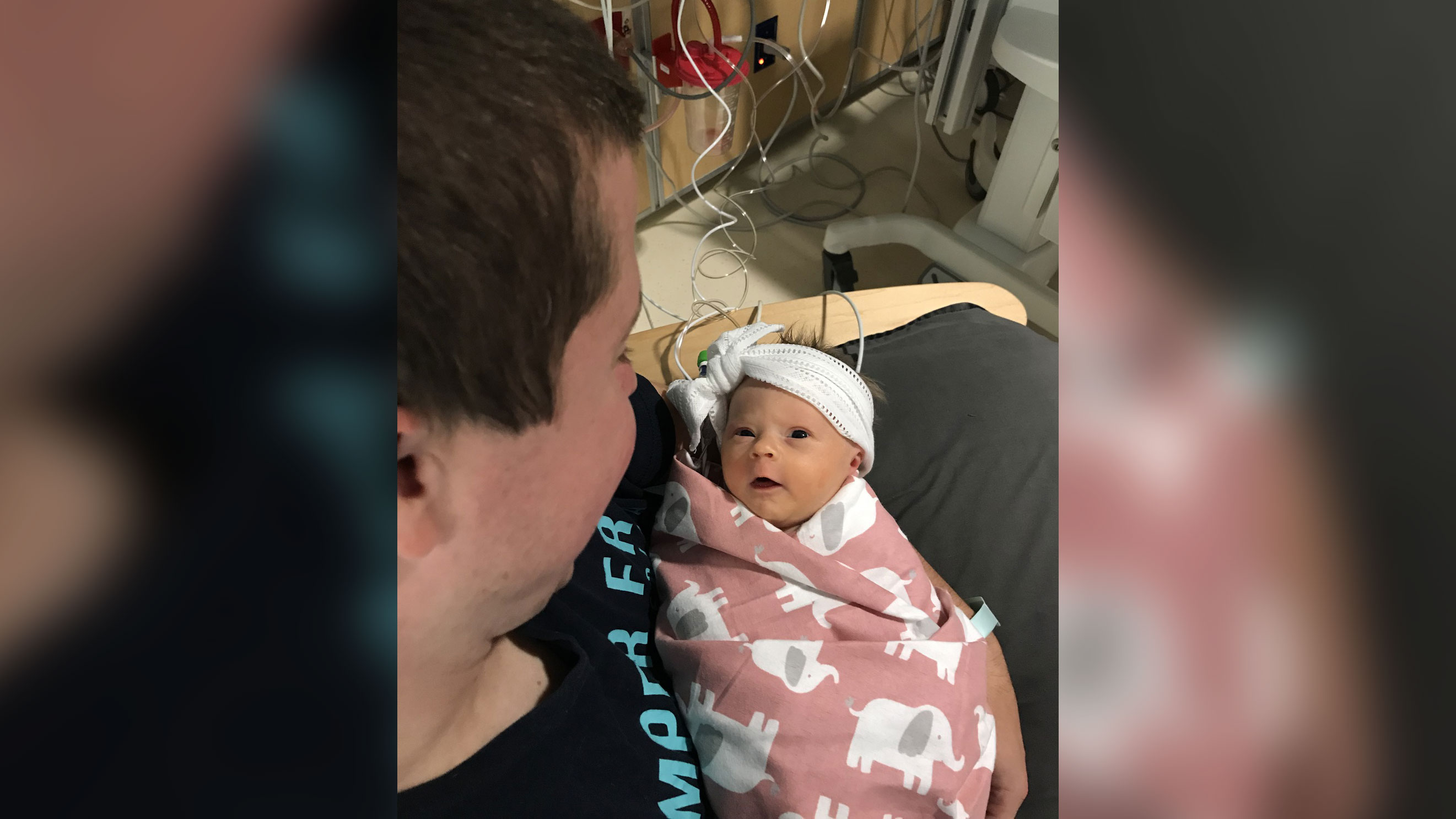 Justin Waclawek holds his newborn daughter, Ada. (Photo: Courtesy Justin Waclawek)