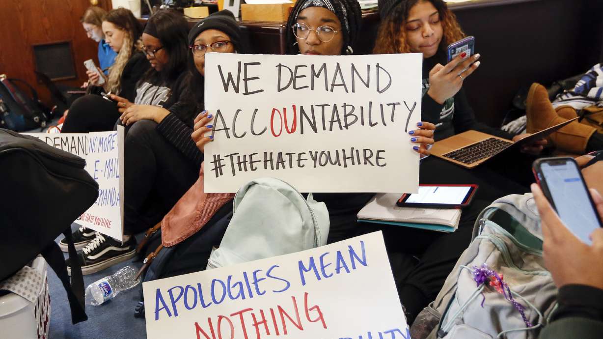 Students stage sit-in outside University of Oklahoma offices