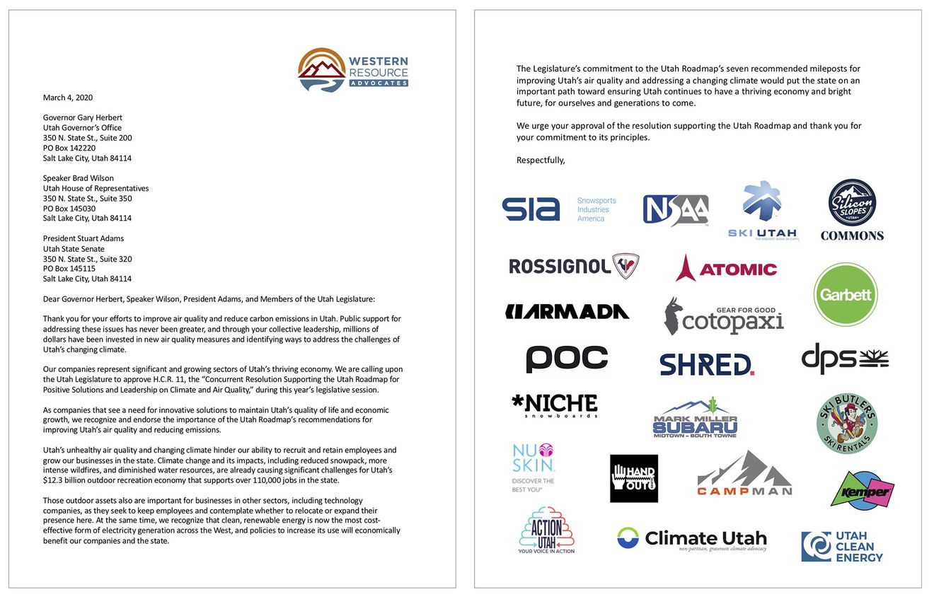 New letter urges passage of 'Utah Roadmap' pollution fighting plan