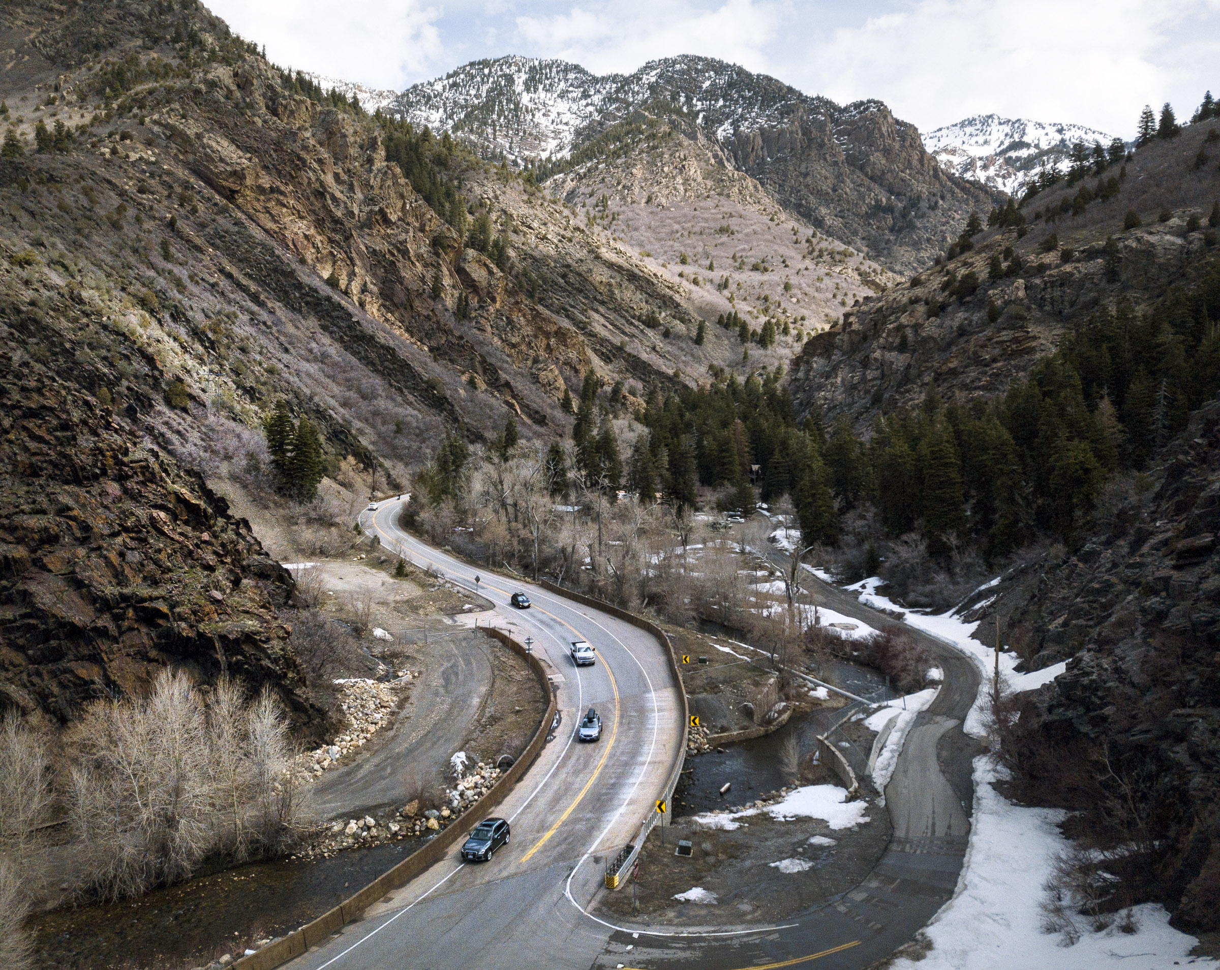 Traffic in Big Cottonwood Canyon is pictured on Thursday, April 4, 2019. Leaders overseeing the Little Cottonwood Canyon Environmental Impact Statement and the Cottonwood Canyons Transportation Action Plan are considering potential solutions to improve Big and Little Cottonwood canyons and the surrounding area. (Steve Griffin, KSL)