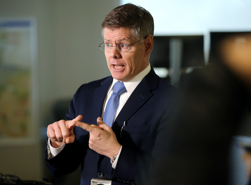 Dr. Todd J. Vento, medical director of Intermountain Infectious Disease TeleHealth, discusses efforts to stop the spread of COVID-19 during a press conference at the Intermountain TeleHealth Center in Murray on Tuesday, March 10, 2020. Intermountain Healthcare is expanding its TeleHealth and Connect Care Services to help combat the virus. (Photo: Scott G. Winterton, KSL)
