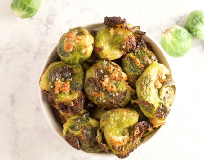 Garlic Parmesan Smashed Brussels Sprouts via Emily Cooper
