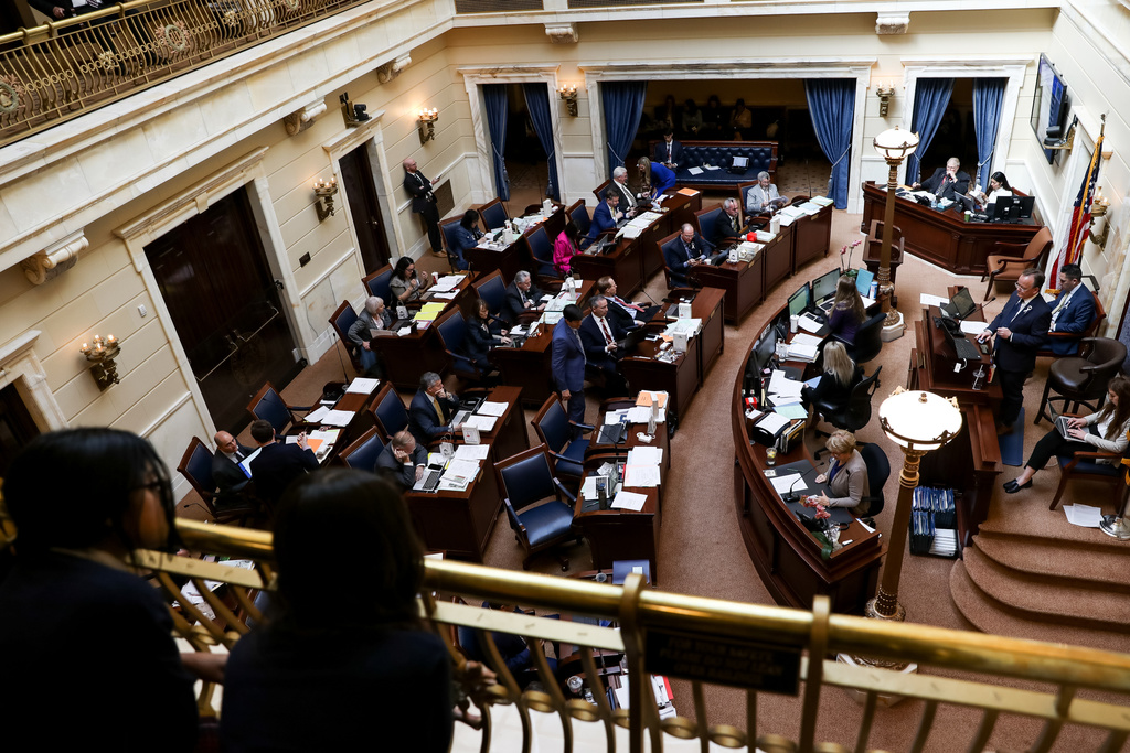 Senate President Stuart Adams, R-Layton, senators and staff work in the Senate chamber on the final day of the legislative session at the Capitol in Salt Lake City on Thursday, March 12, 2020. (Photo: Spenser Heaps, KSL)