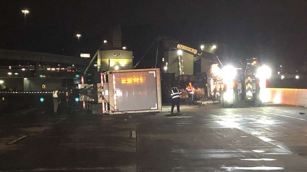 Ramp from NB I-15 to WB I-80 reopened after semitruck rollover