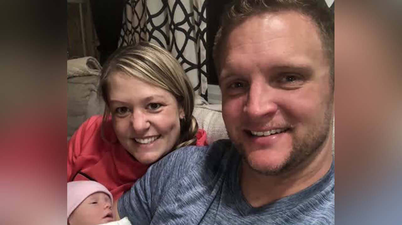 Adeline Kiger with her parents Lacey and Ryan Kiger. (Photo: KSL TV)