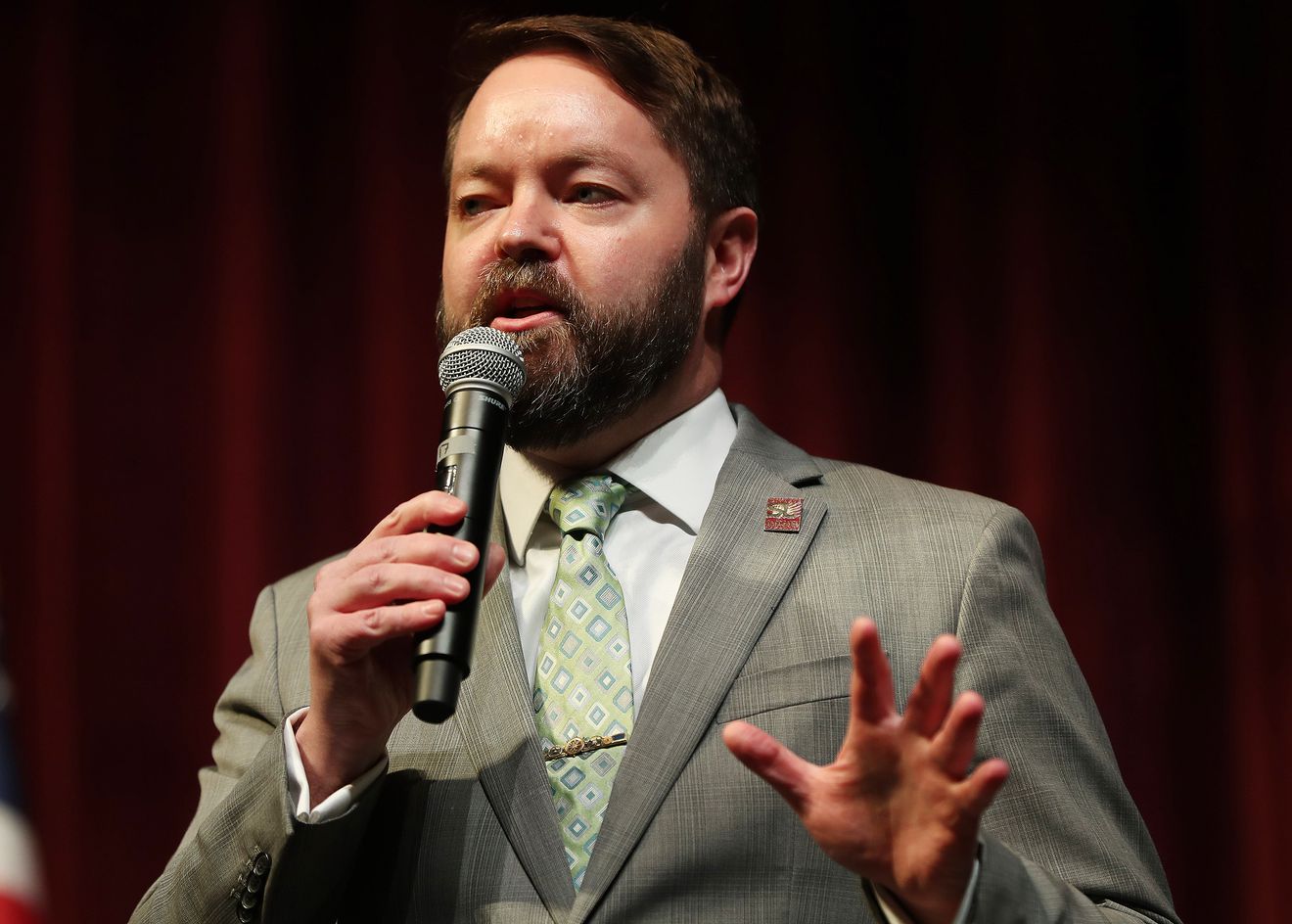 Arlyn Bradshaw speaks at a Salt Lake County Democratic Party debate last year. He says he still has no idea how he was infected with COVID-19. (Photo: Jeffrey D. Allred, KSL, File)