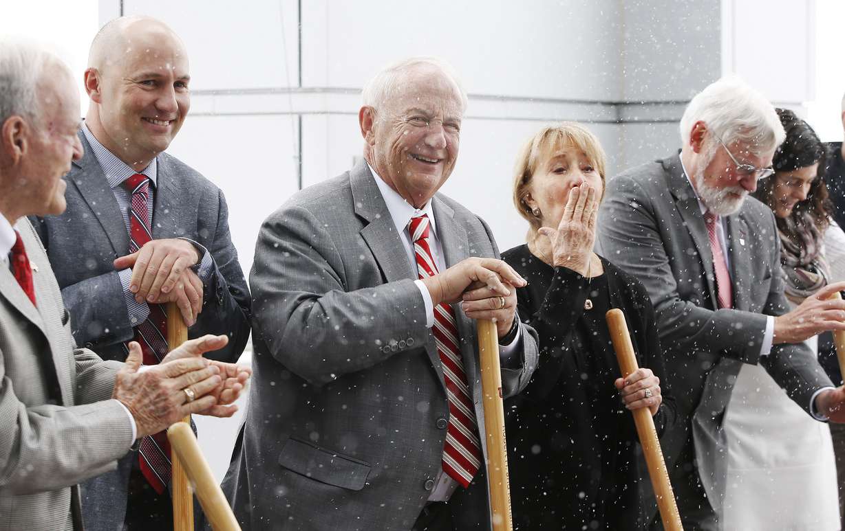 Robert and Katharine Garff help break ground for the new executive education building at the University of Utah David Eccles School of Business in Salt Lake City on Tuesday, Jan. 24, 2017. The building will be named after the Garffs. (Photo: Jeffrey D. Allred, KSL)