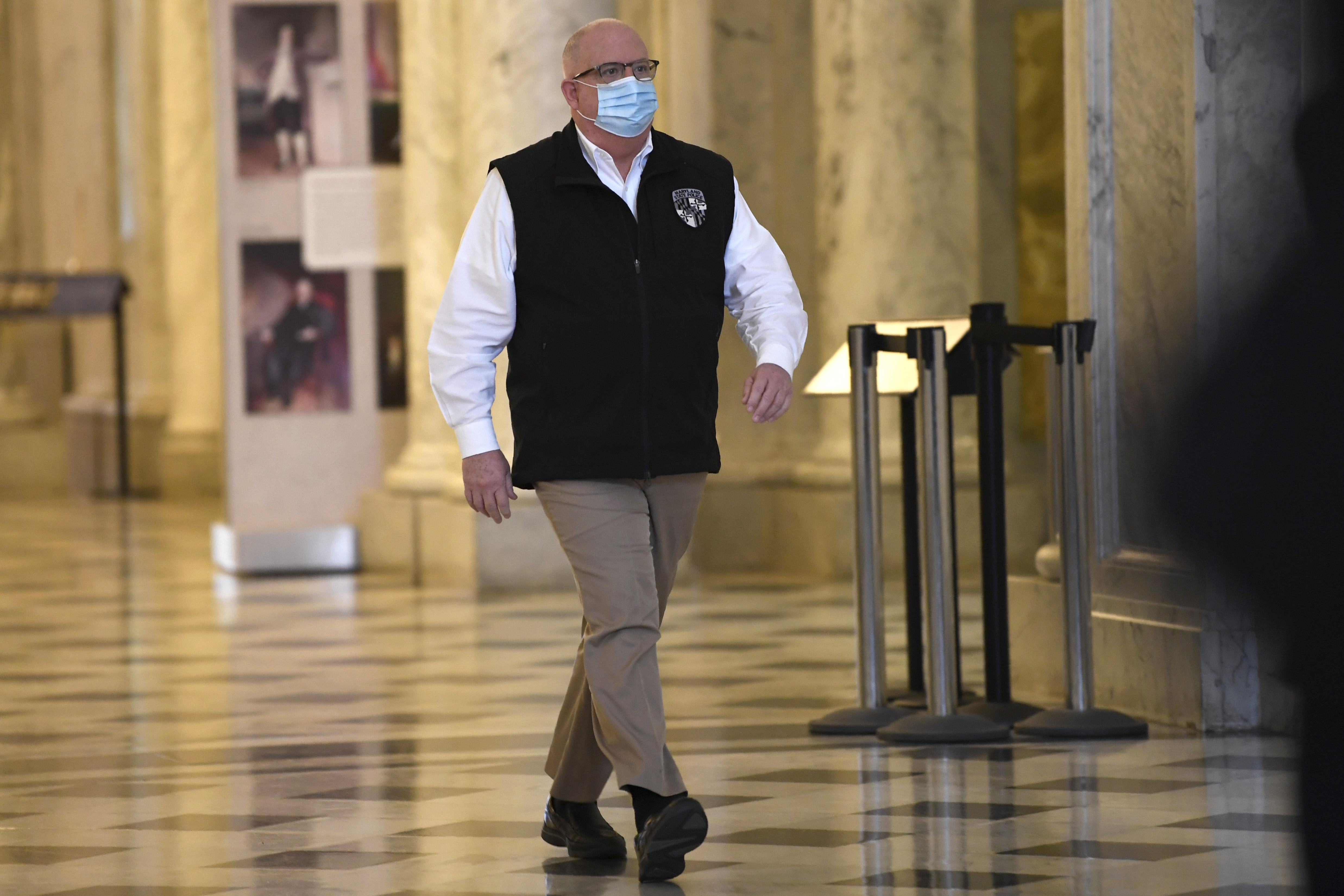 Maryland Gov. Larry Hogan arrives for a news conference in Annapolis, Md., Friday, April 10, 2020. Hogan provided several updates on the state's response to the coronavirus pandemic, including key budget actions and efforts to bolster the process to apply for unemployment. (Photo: Susan Walsh, AP Photo)