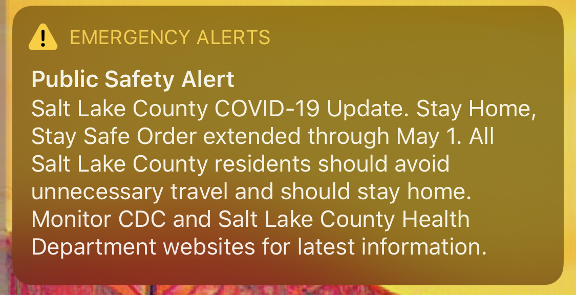 Here’s why you got an alert about Salt Lake County’s ‘stay safe, stay home order’