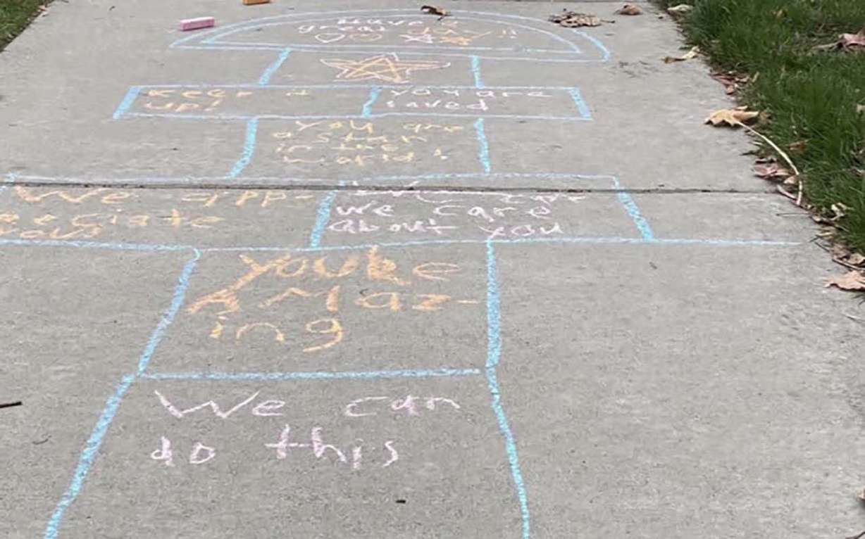 Shared photos include works of art drawn on sidewalks and driveways. (Photo: KSL TV)