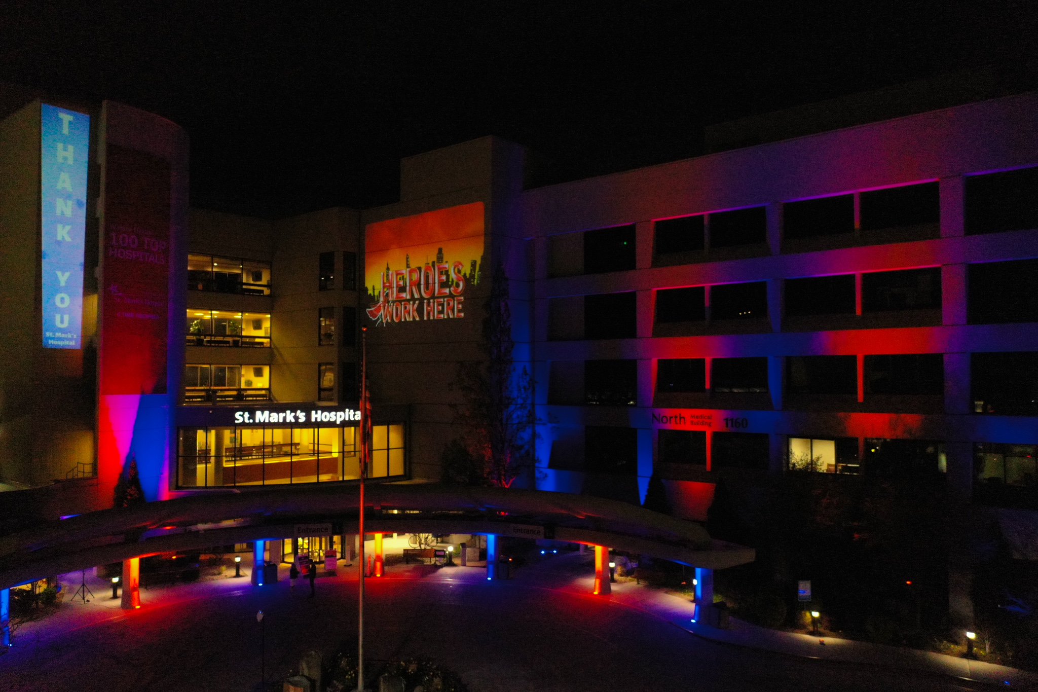 Utah entrepreneur puts on light show at St. Mark's Hospital to honor essential workers
