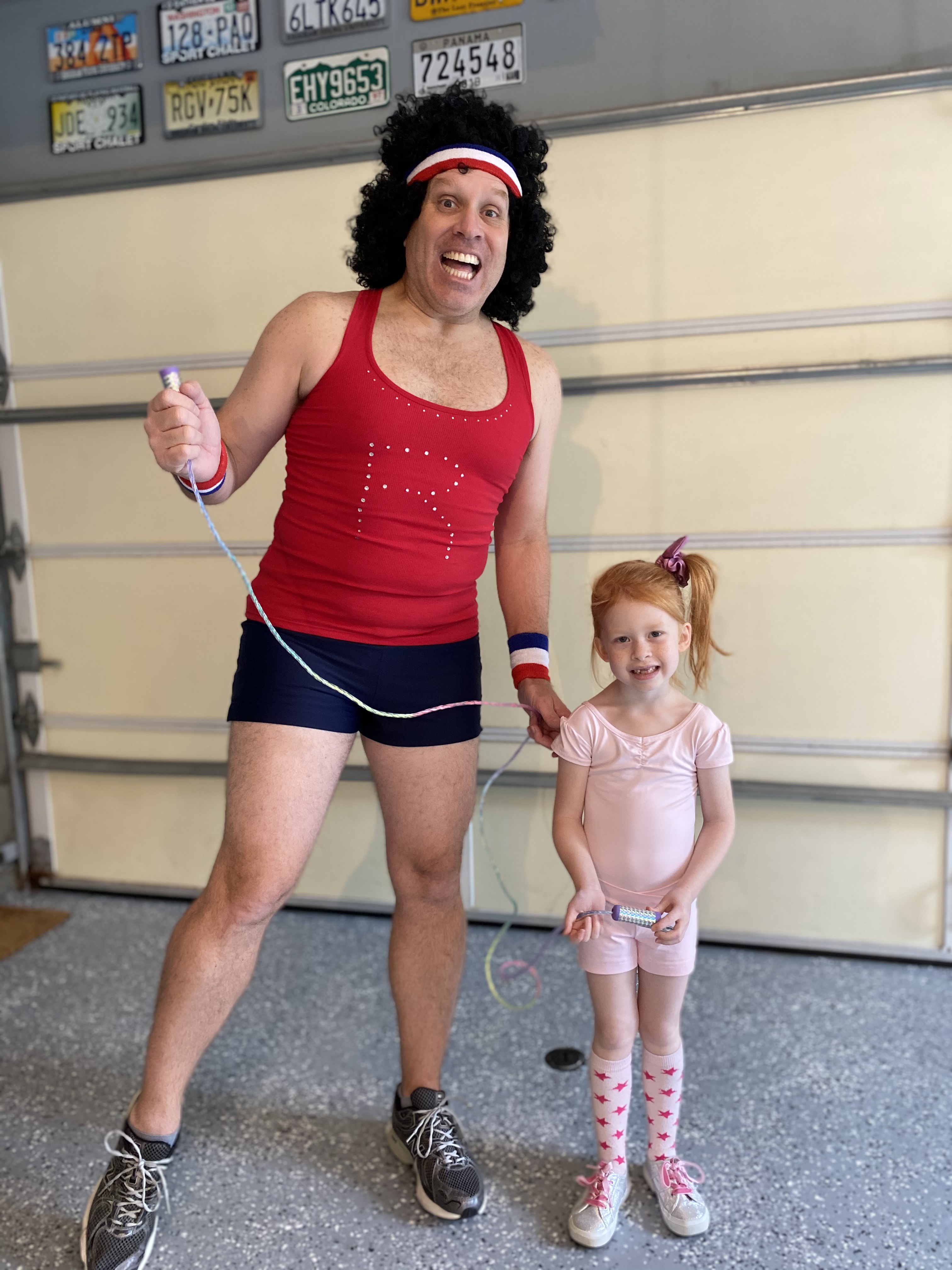 Dan Stromberg as Richard Simmons, with Stella. (Photo: Laura Stromberg)