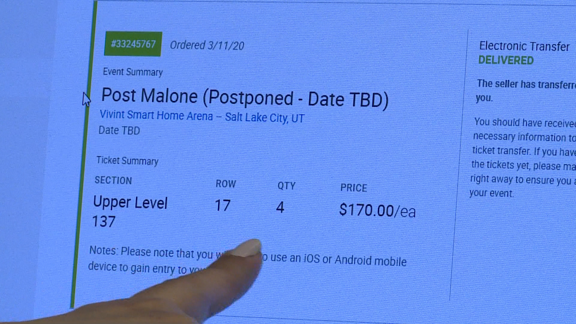 Many ticket sellers are refusing refunds for postponed shows, saying the tickets are still valid for a rescheduled show. Ticketmaster recently announced it will grant refunds for some postponed shows that have a new date. (Photo: KSL TV)