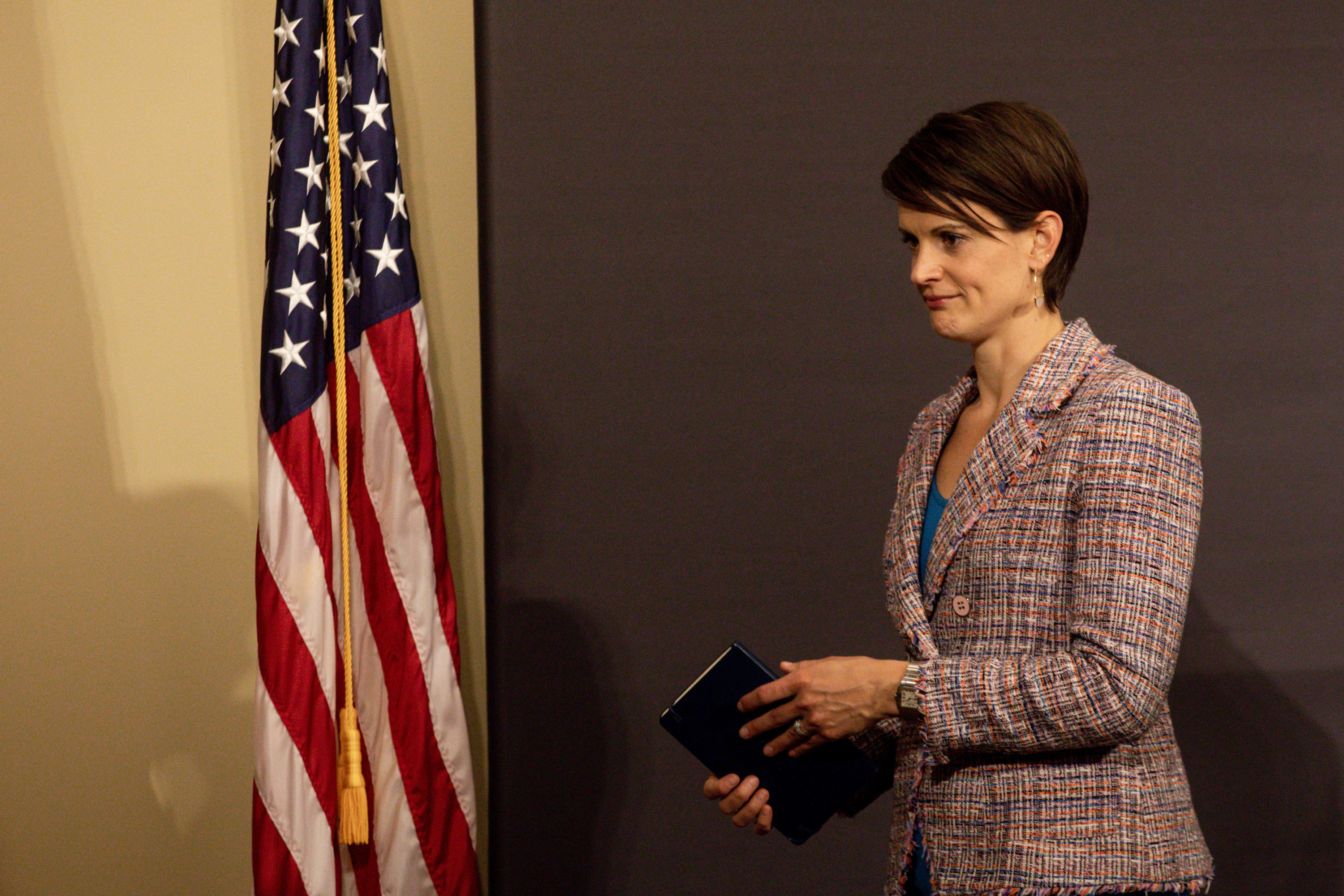 Dr. Angela Dunn, state epidemiologist with the Utah Department of Health, leaves after speaking at the daily COVID-19 media briefing at the Capitol in Salt Lake City on Monday, May 4, 2020. (Photo: Ivy Ceballo, KSL)