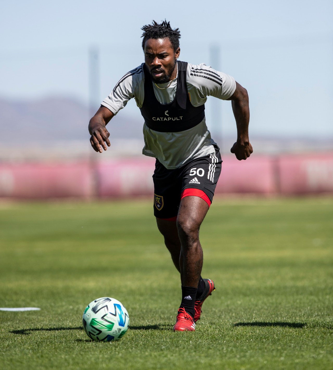 Real Salt Lake's Sam Johnson practices during the first day of individual workouts since the COVID-19 pandemic self-isolation, Thursday, May 7, 2020 at the RSL Academy in Herriman. (Photo: Tyler Gibbons, Real Salt Lake)