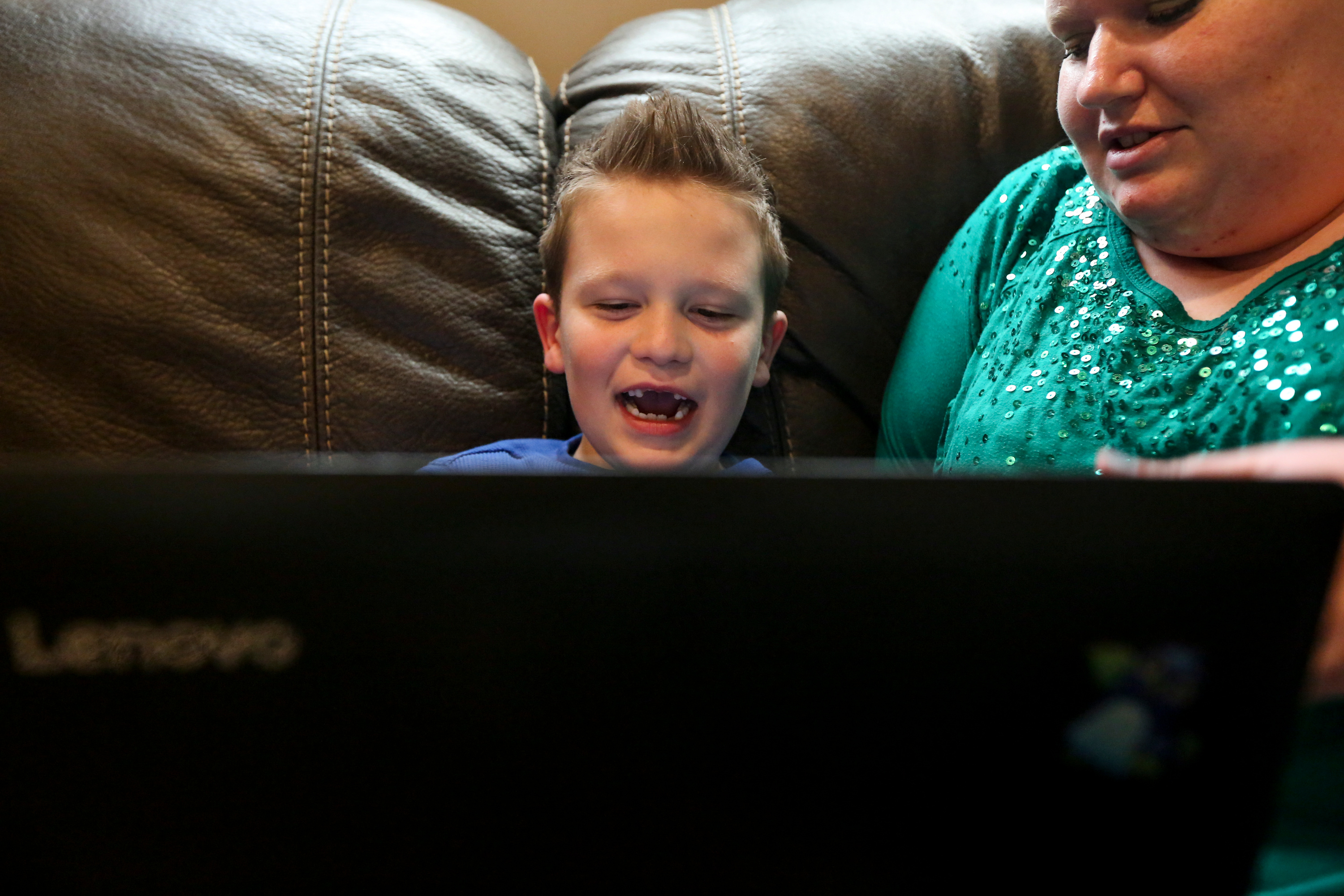 Lucas West, 7, participates in Applied Behavior Analysis therapy with Chelsey Bodily, a board-certified behavior analyst, at his home in Layton on Thursday, March 5, 2020. (Ivy Ceballo, KSL)