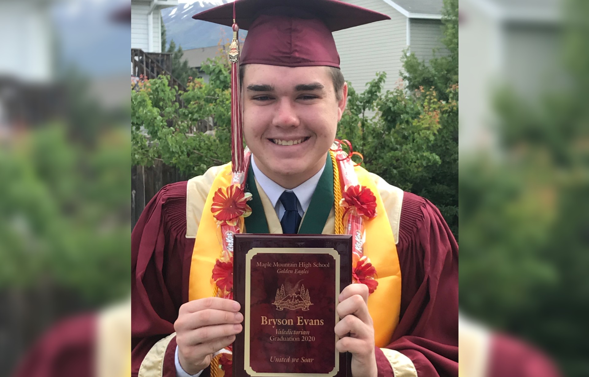 Bryson Evans was Maple Mountain's valedictorian for the Class of 2020, a unique group that — like many other schools around Utah — hosted a drive-thru diploma celebration Wednesday, May 20, 2020 on campus in Spanish Fork. (Courtesy photo: Bryson Evans)