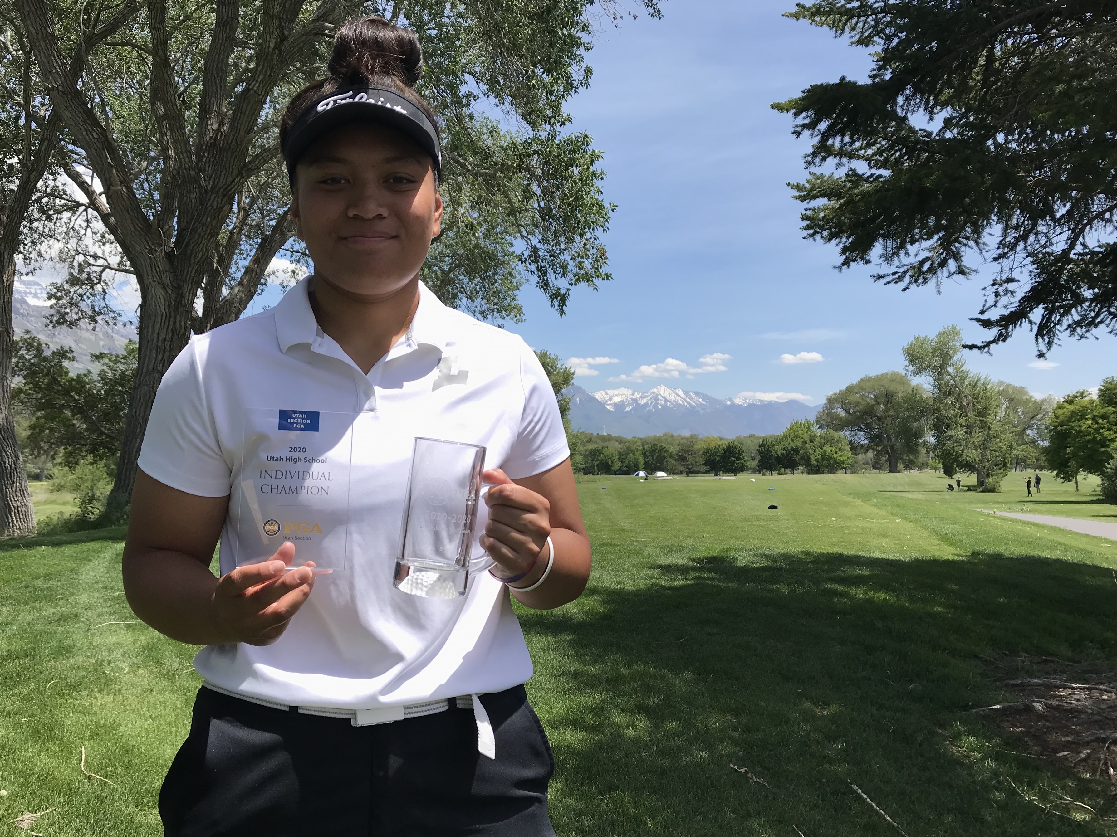 Lehi golfer Lila Galeai wins the Class 5A individual state meet, sponsored by the Utah Section PGA, with a 68 at Fox Hollow Golf Club in American Fork. (Photo: Sean Walker, KSL.com)