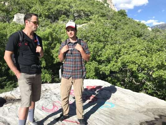 Hikers recorded vandals from afar as they spray painted rocks in Little Cottonwood Canyon on Tuesday, May 26, 2020. (Photo: Andrew Adams, KSL TV)
