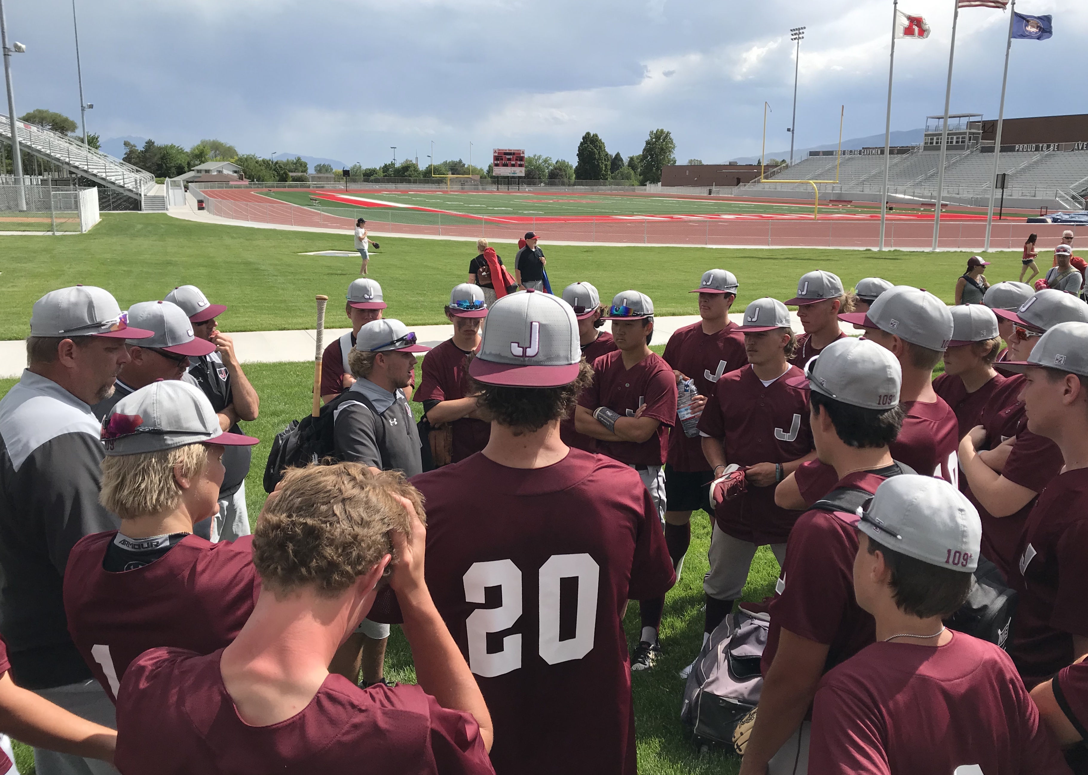 Jordan baseball gathers after an 8-7 win over Riverton in the UPG Last Chance tournament, Saturday, May 30, 2020 in American Fork. (Photo: Sean Walker, KSL.com)