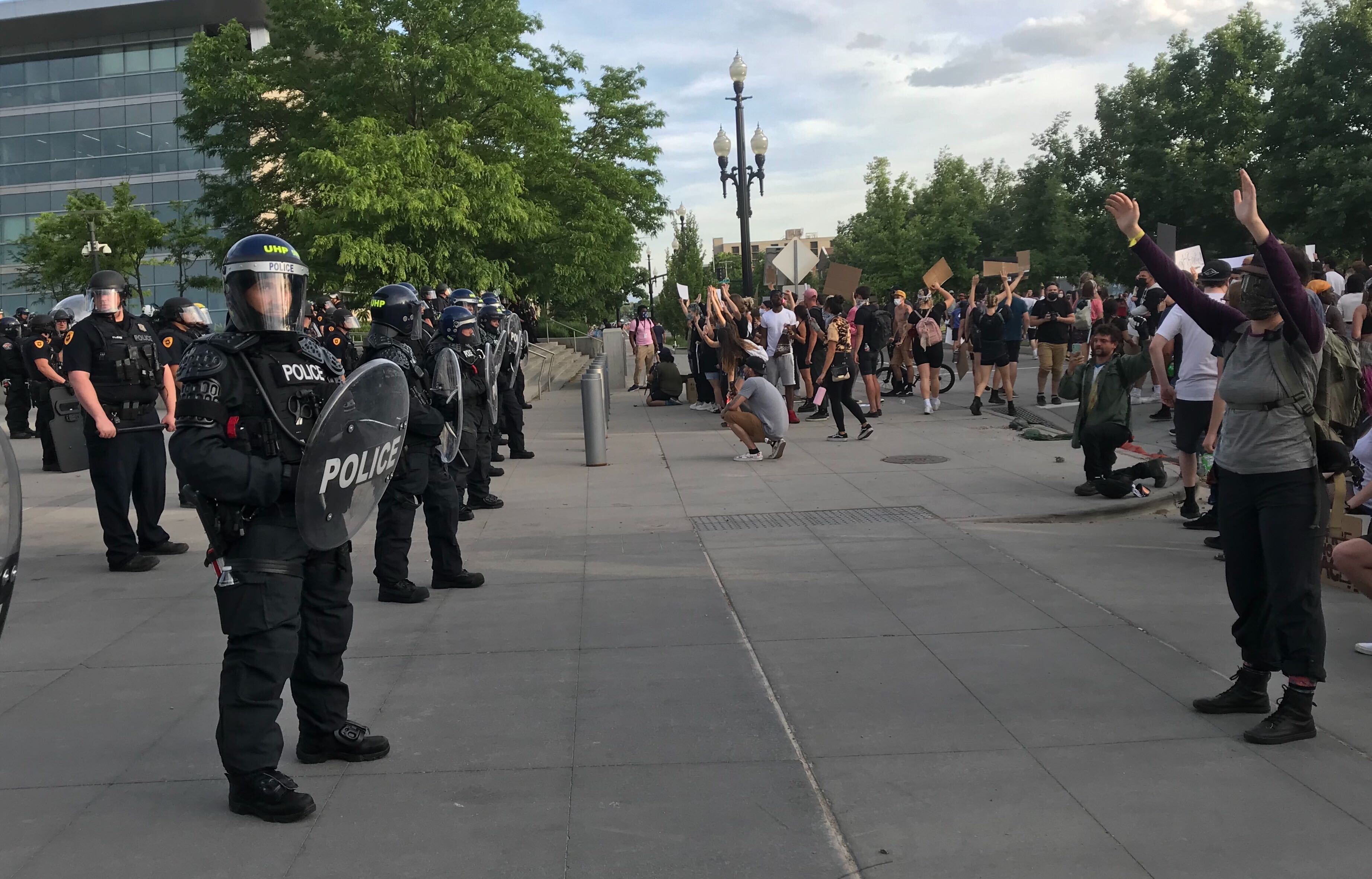 After tense weekend, hundreds gather for peaceful protest in Salt Lake