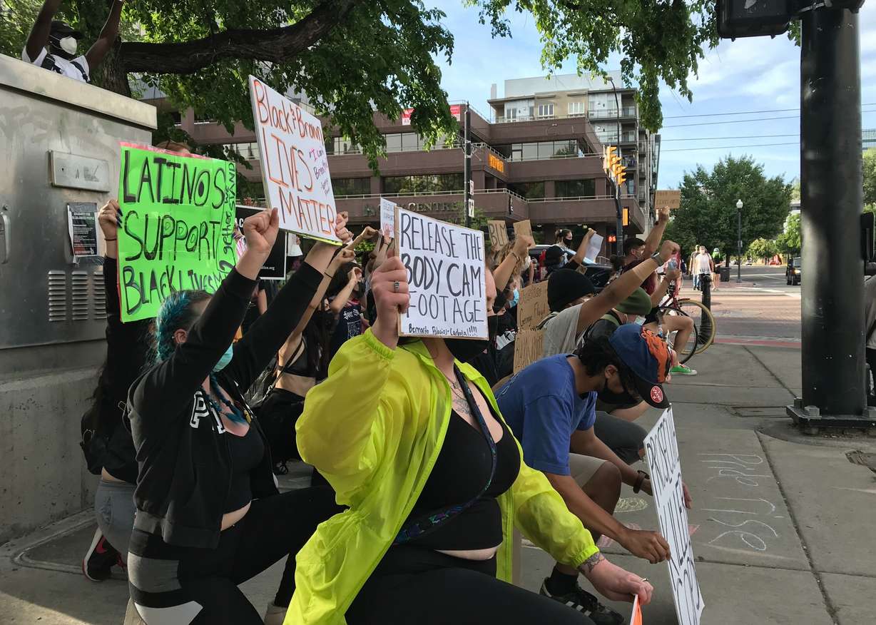 Demonstrators march around Washington Square Park Tuesday, June 2, 2020. Although a formal protest wasn't scheduled, demonstrators showed up at Washington Square Park for the second-straight night. (Photo: Sean Walker, KSL.com)