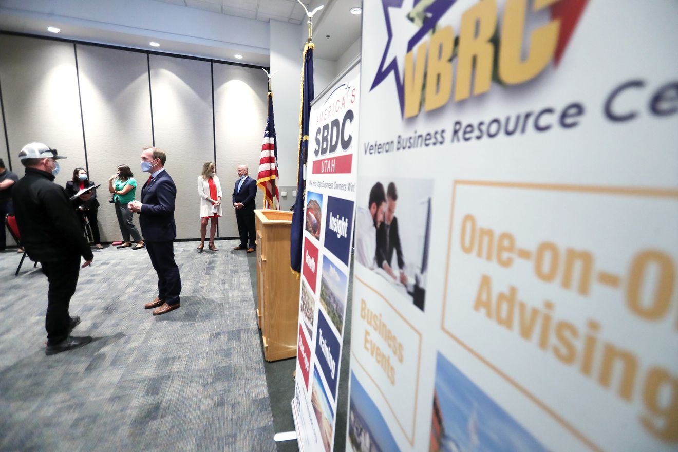 Rep. Ben McAdams, D-Utah, talks with members of the media after discussing the help available for small businesses as they apply for loan forgiveness for money received through the Paycheck Protection Program during a press conference at the Salt Lake Community College Sandy campus on Tuesday, June 9, 2020. (Photo: Scott G Winterton, KSL)