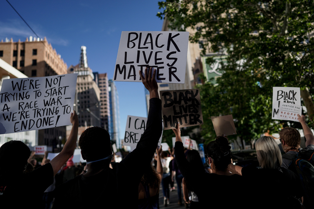 Protesters denouncing racism and police brutality march through downtown Salt Lake City on Tuesday, June 9, 2020. (Photo: Spenser Heaps, KSL)