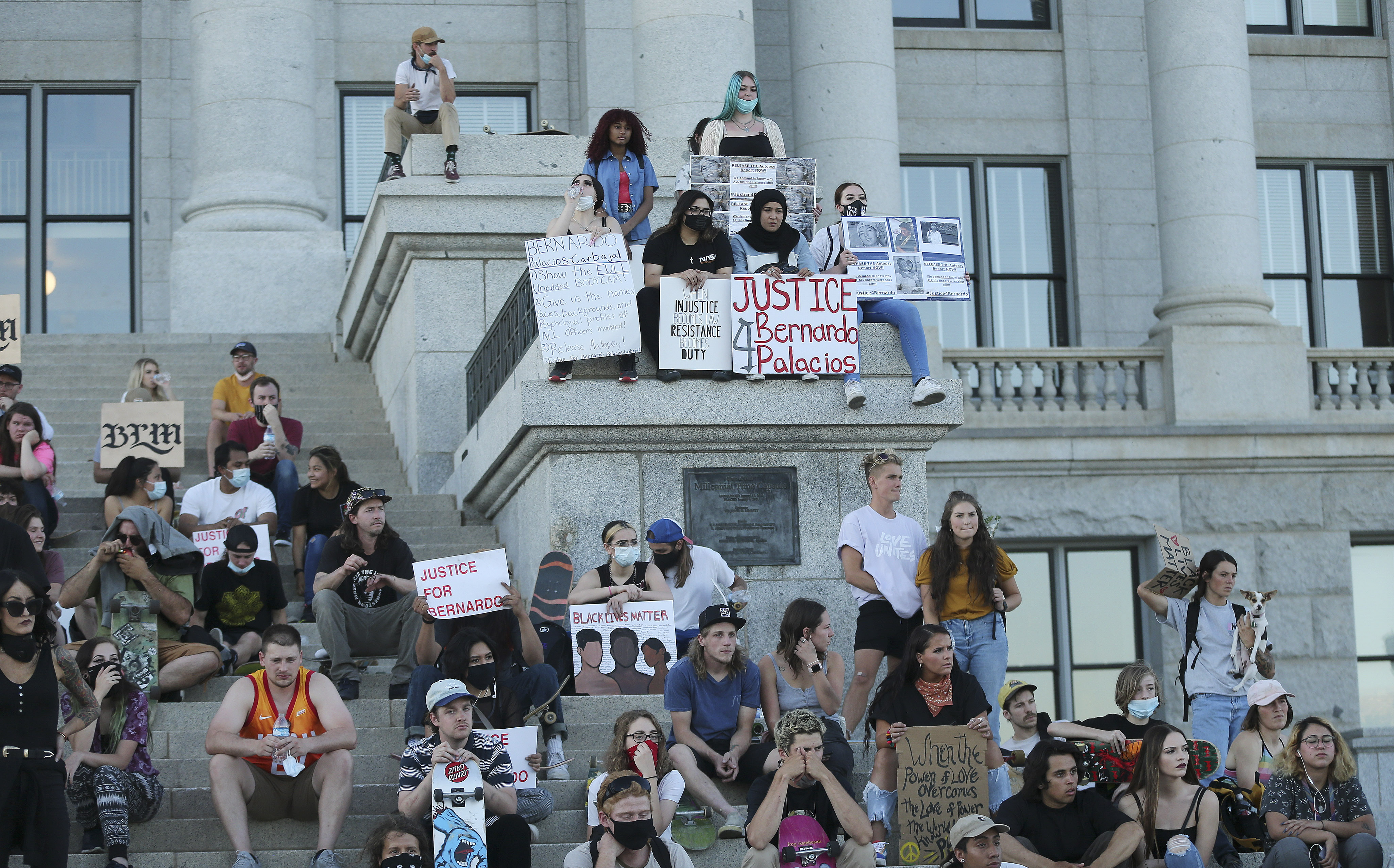 Skateboarders protest at the Utah State Capitol during an event called Skate for Solidarity in Salt Lake City on Thursday, June 11, 2020. The protesters joined others across the nation to decry racism and police brutality after the death of George Floyd, a black man who died while being taken into custody by police in Minneapolis. (Jeffrey D. Allred, KSL)