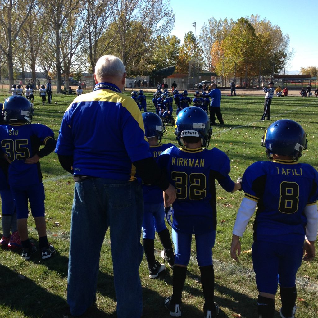 Ken Kirkman helped coach his grandson’s football team. (Photo: KSL TV)