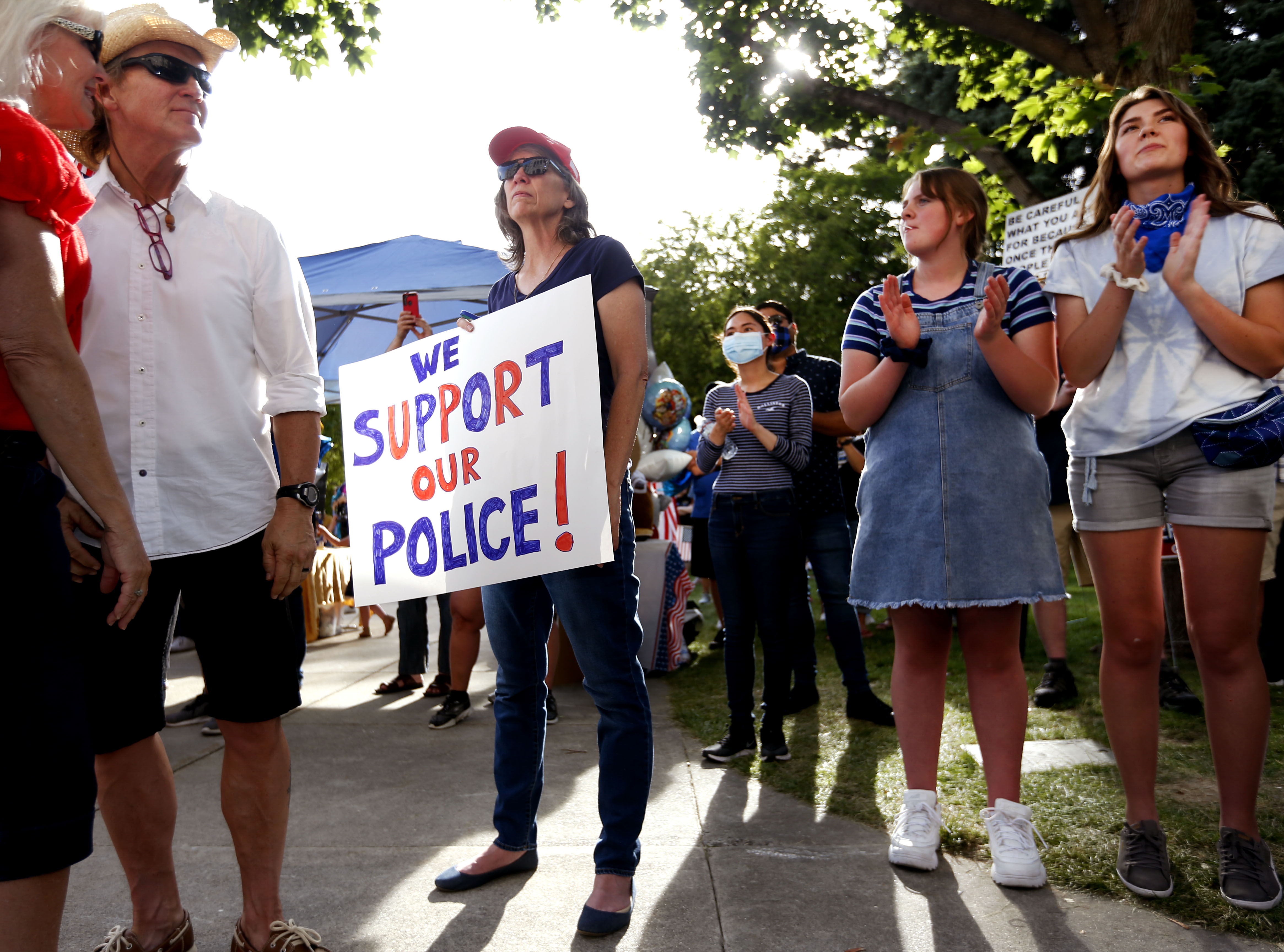 People attend a “Blue Rally” to support law enforcement at Washington Square in Salt Lake City on Saturday, June 20, 2020. (Photo: Laura Seitz, KSL)