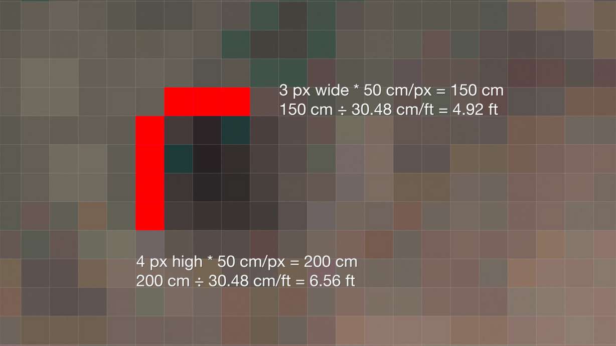 A pixel-level view of the cluster of dark pixels visible on Chad Daybell’s property from satellite imagery captures on Sept. 9, 2019. Annotations added by KSL. (Photo: KSL TV)