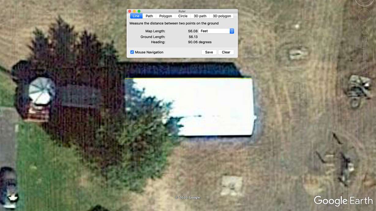 This Google Earth screenshot shows the barn on Chad Daybell’s property in Fremont County, Idaho as it appeared in 2015. Google Earth’s measurement tool reveals the barn is roughly 56 feet long. (Photo: KSL TV)