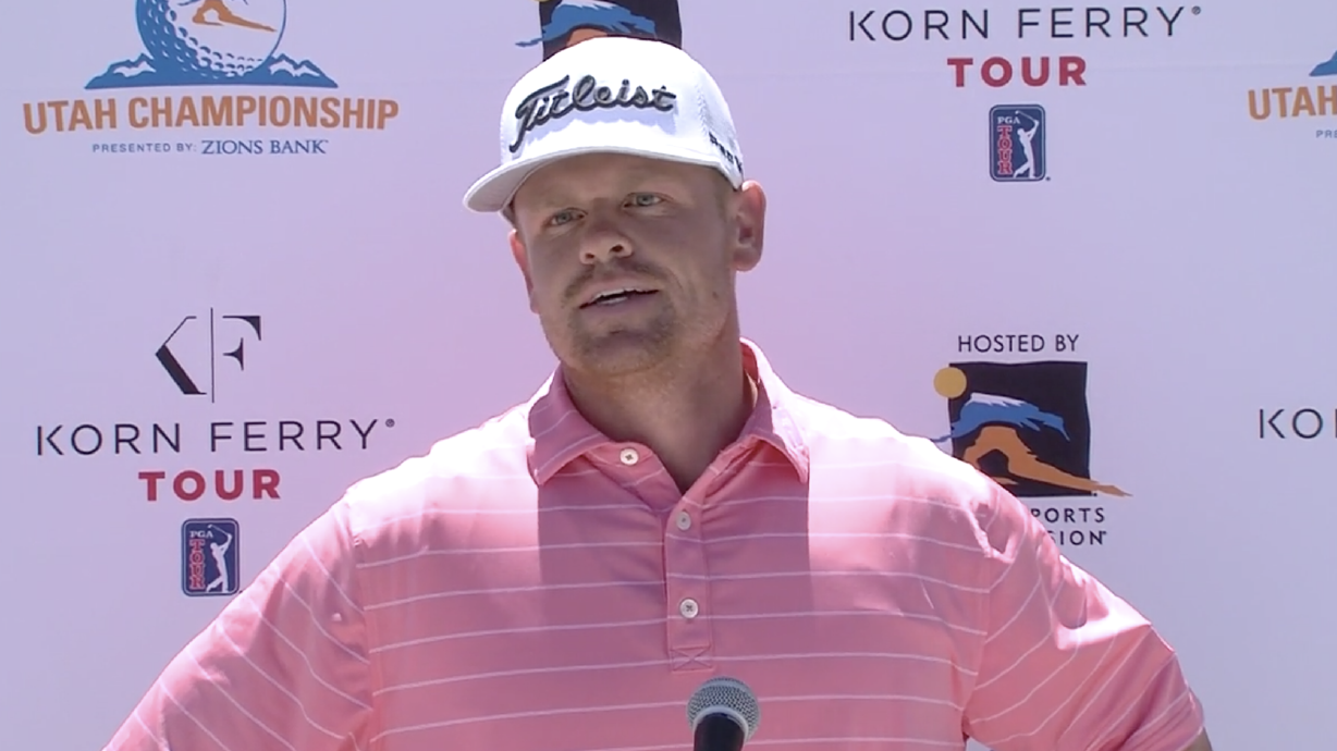 Ogden's Patrick Fishburn briefly ties for first, 5 shots off lead after moving day at Utah Championship