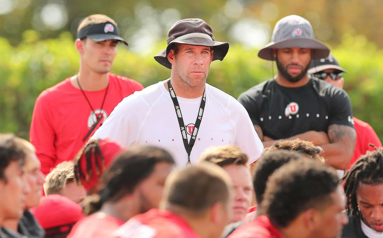 Utah Utes defensive coordinator Morgan Scalley watches practice in Salt Lake City on Aug 2, 2018. (Photo: Jeffrey D. Allred, KSL)