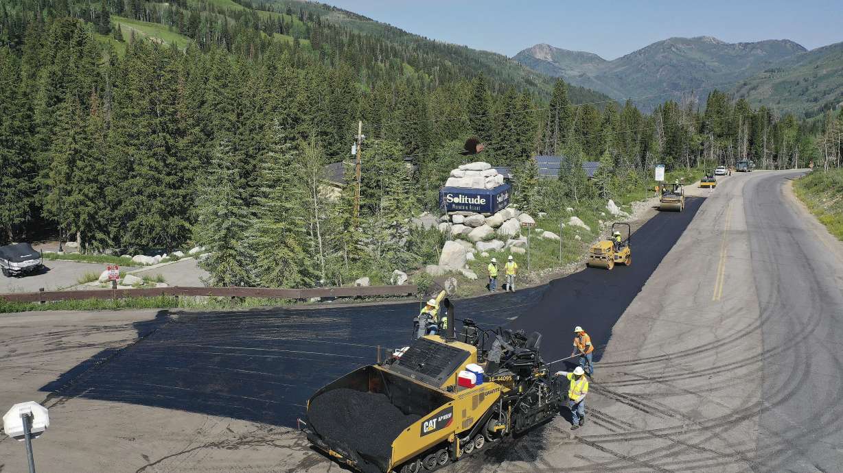Utah Department of Transportation crews pave part of state Route 190 in Big Cottonwood Canyon on Wednesday, July 8, 2020. Guardsman Pass will close from the S.R. 190 entrance to the summit/winter gate on Thursday, July 9, Monday, July 13, and Tuesday, July 14, so crews can repave the section of the road.Utah Department of Transportation crews pave part of state Route 190 in Big Cottonwood Canyon on Wednesday, July 8, 2020. Guardsman Pass will close from the S.R. 190 entrance to the summit/winter gate on Thursday, July 9, Monday, July 13, and Tuesday, July 14, so crews can repave the section of the road.
