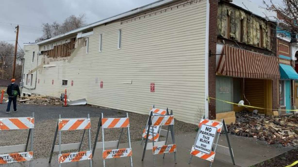 A building on Magna's historic Main Street was one of many damaged in this week's earthquake. But the good news is it could be rebuilt. (Photo: Utah State History Facebook page)
