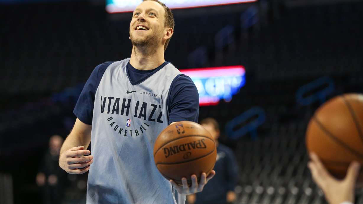 Utah Jazz forward Joe Ingles (2) practices during a shootaround in the file photo