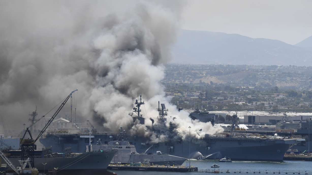 21 injured in fire aboard ship at Naval Base San Diego