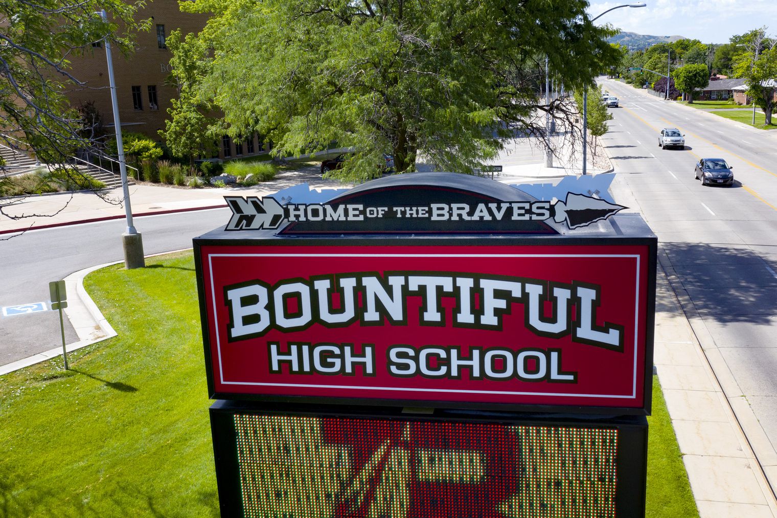 The marquee at Bountiful High School in Bountiful is pictured on Monday, July 13, 2020.