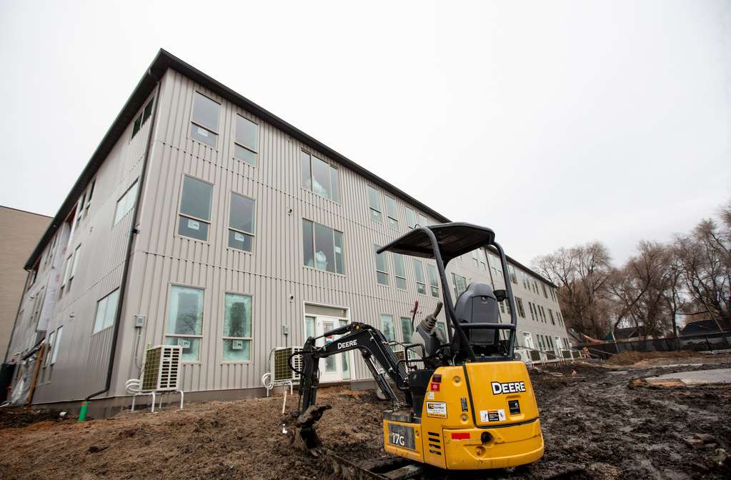 An affordable housing building under construction at 500 West and 400 North in Salt Lake City is pictured on Friday, Jan. 24, 2020. The three-story building will feature 21 units with three and four bedrooms.