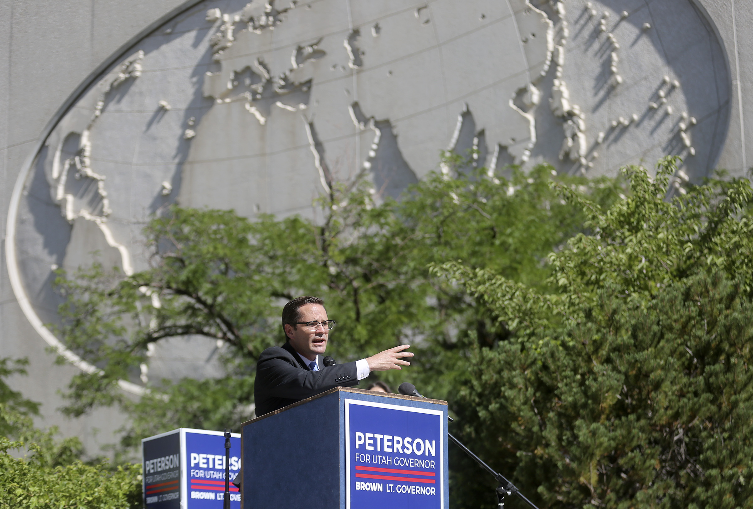 Utah Democratic candidate for governor Chris Peterson calls for revisions to Utah’s COVID-19 response, including a mask mandate and increased production of N95 masks for frontline workers, during a press conference in downtown Salt Lake City on Wednesday, July 15, 2020.