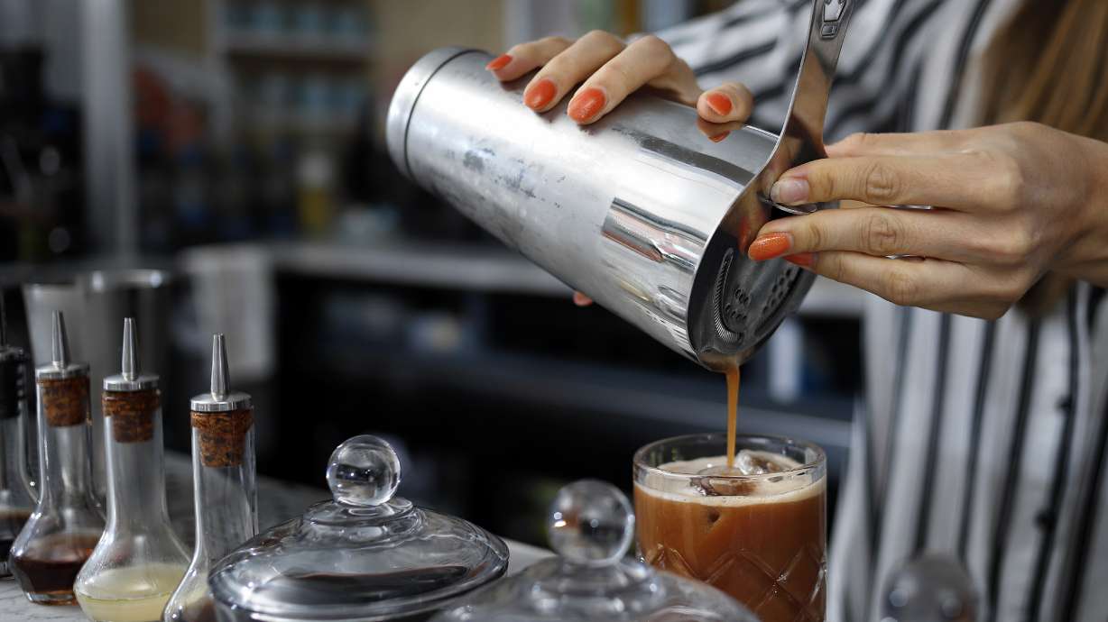 Some of the ingredients found at the bar where non-alcoholic drinks are prepared. Sam Thonis, 31, and Regina Dellea, 29, opened Getaway, an alcohol-free bar in Brooklyn, New York, on April 9, 2019. The bar, photographed Saturday July 27, 2019, serves mixed drinks for $13 as well as some snack food items.