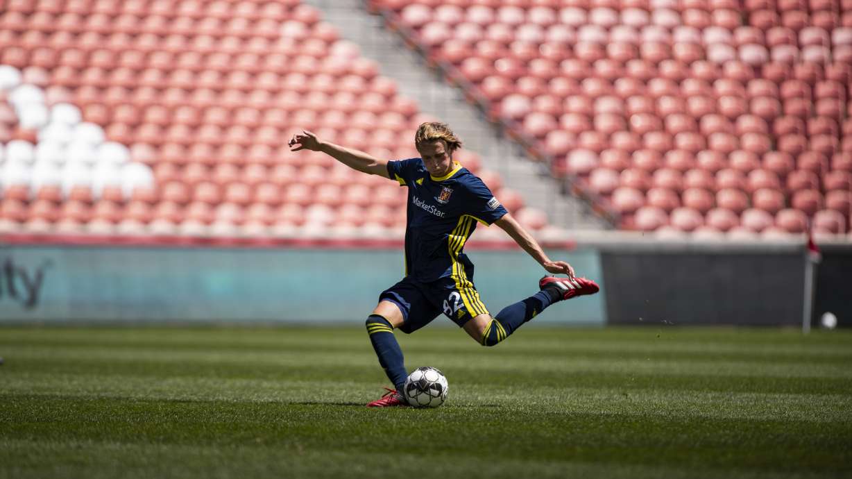 Real Monarchs take the field in front of a mostly-empty Rio Tinto Stadium crowd against Colorado Springs Switchbacks FC, Saturday, July 18, 2020 in Sandy, Utah.