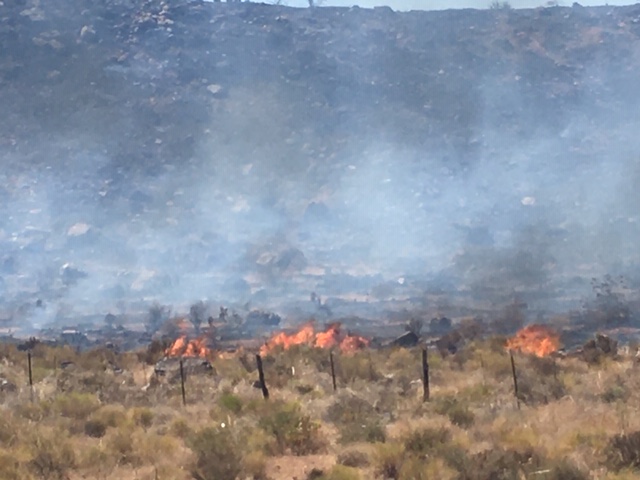 The Cottonwood Trail Fire burns near I-15 in Washington County on Sunday, July 19, 2020. (Courtesy: Shela Lambert)