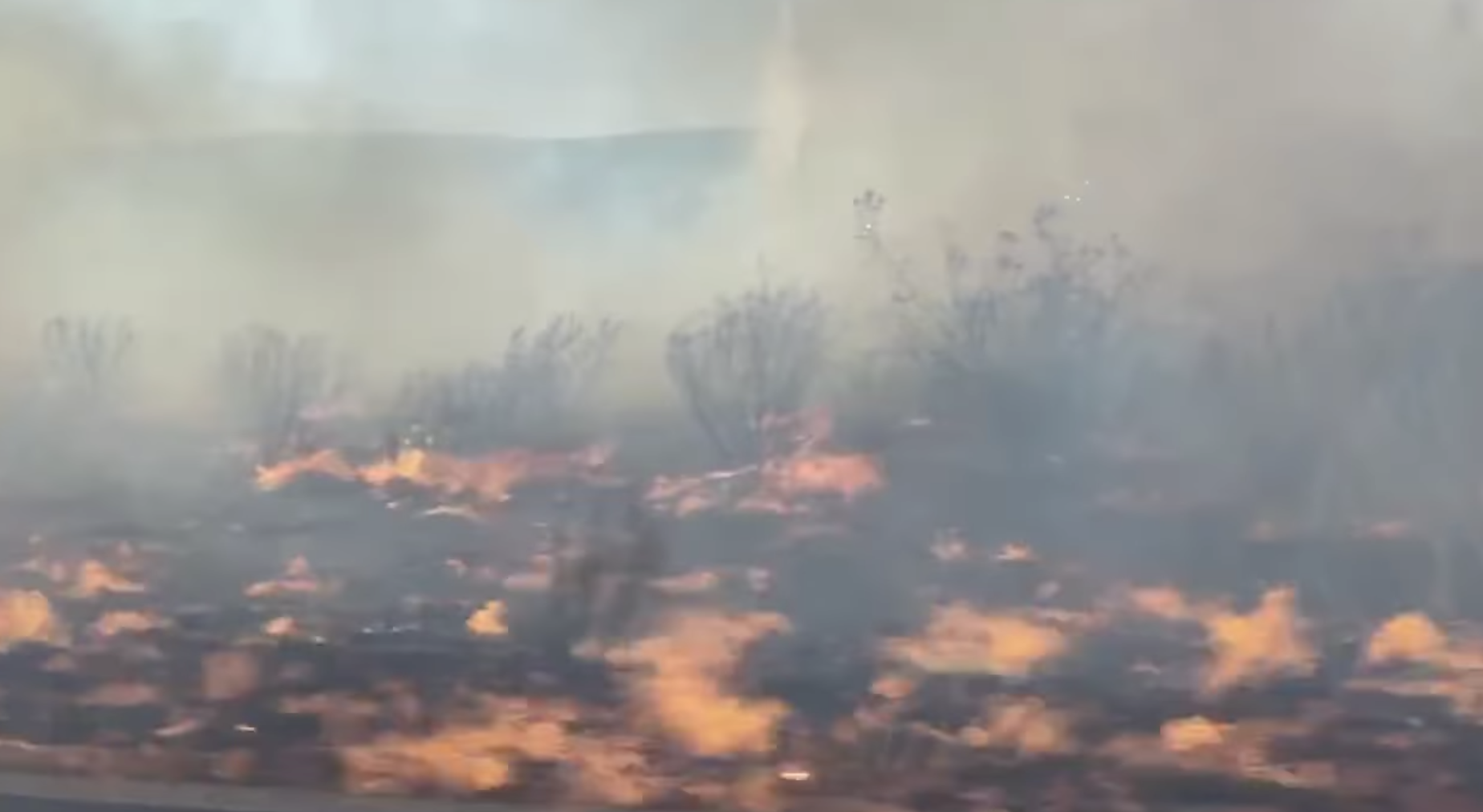 The Cottonwood Trail Fire burns near I-15 in Washington County on Sunday, July 19, 2020. (Courtesy: Aly Winder)