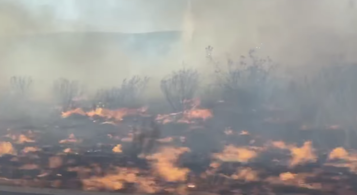 The Cottonwood Trail Fire burns near I-15 in Washington County on Sunday, July 19, 2020. (Courtesy: Aly Winder)
